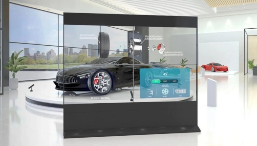 تابلو اعلانات دیجیتال OLED در سالن نمایشگاه