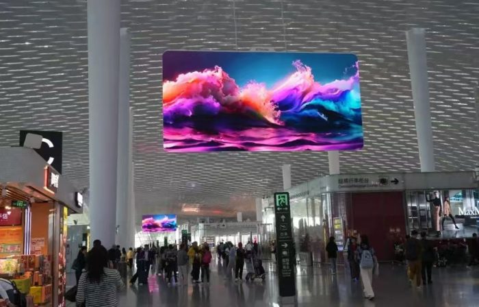 Ultra slim Double Sided LED display At Airport